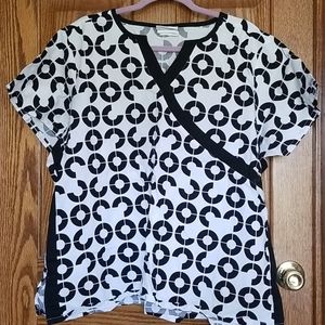 UA Scrubs black and white "co co black scrub top